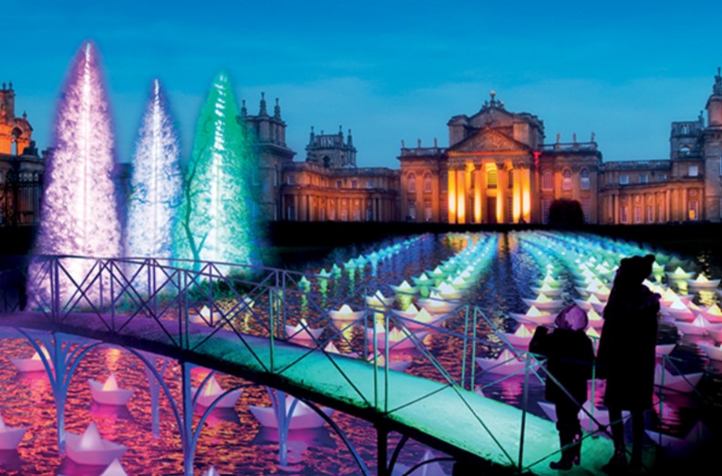 Christmas Lights with Large Stately Home